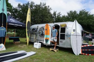 Inspiration for Balding and his boards comes from some very unlikely sources. From the shape of the blades on his ceiling fan to the thin white sliver of soap in his outdoor shower, he is constantly observing and paying attention to detail. (Port City Daily photo / COLLEEN THOMPSON)