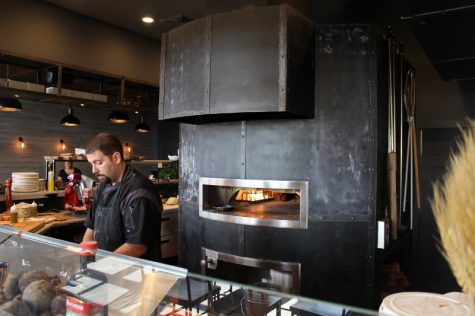 Chef Roberta Campani said the oven heats up to nearly 900'F and can fit about ten pizzas at once. (Port City Daily photo / BENJAMIN SCHACHTMAN)