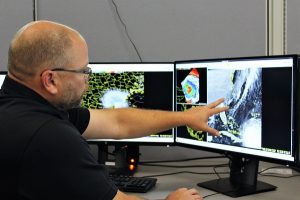 'Areas of low pressure, like a hurricane, they’re not like magnetic's, where positive and negative magnets attract each other. Areas of high pressure and low pressure pretty much deflect away from each other,' Pfaff said. 'So, areas of low pressure like a hurricane, will seek out other areas of low pressure.' (Port City Daily photo / CORY MANNION)