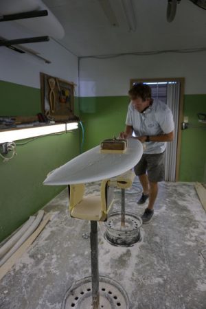 Wilmington's Ian Balding is bringing surfing back to its earliest foundations, creating beautiful boards out of wood. (Port City Daily photo/ COLLEEN THOMPSON)