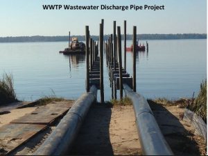 A wastewater treatment pipe in Carolina Beach extends almost 600-feet into the water (Port City Daily photo/COURTESY CB)