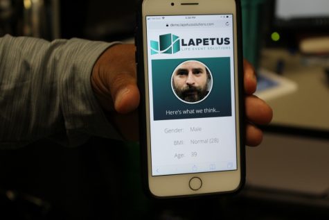 Lapetus's mobile app allows a user to take a 'selfie,' and get their gender, body mass index, and their 'apparent age.' It's just the first stage of the technology to predict future medical health. (Port City Daily photo / BENJAMIN SCHACHTMAN)