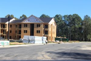 Construction at Harrington Village is underway in Leland (Port City Daily photo/MICHAEL PRAATS)