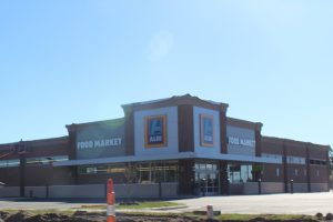 Aldi in Leland is nearing completion but will not be permitted to open until road construction is complete (Port City Daily photo/MICHAEL PRAATS)