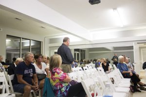 Mayoral candidates Craig Bloszinsky and Chris Hald answered questions from moderators and an open audience of residents during a candidate forum Wednesday night (Port City Daily photo / JOHANNA FEREBEE)