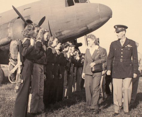 Jacqueline Cochran inspecting fresh WASPs cadets at Camp Davis. (Port City Daily photo / MISSILES AND MORE MUSEUM)