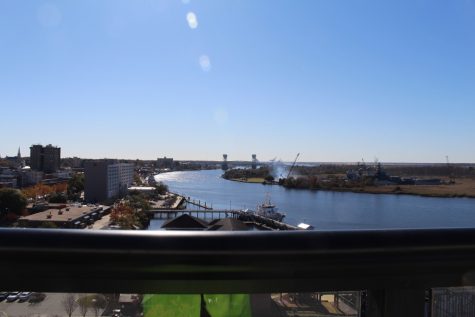 The view from the ninth story of the Embassy Suite's rooftop bar and restaurant, No. 9. (Port City Daily photo / BENJAMIN SCHACHTMAN)