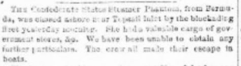 An extremely weathered copy of the Wilmington Journal. Despite its poor condition, the one-paragraph notice of the Phantom's sinking can be made out. (Port City Daily photo / COURTESY LIBRARY OF CONGRESS)