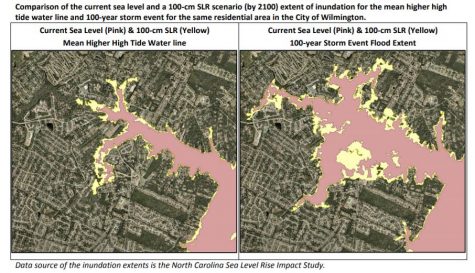 From the 2012-2013 pilot program study of sea level rise in Wilmington: potential flooding exacerbated by rising sea levels. (Port City Daily photo / COURTESY CITY OF WILMINGTON)