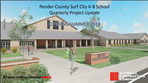 Surf City's K-8 new school is currently on track for a July 2018 completion date (Port City Daily photo/COURTESY PENDER CO.)