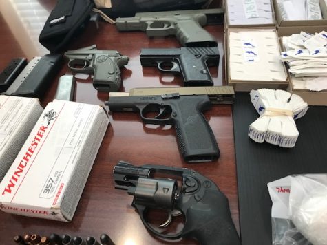 Five firearms, all loaded, where found at Gray's residence. At least two were stolen, one from New Hanover County. (Port City Daily photo / BENJAMIN SCHACHTMAN)