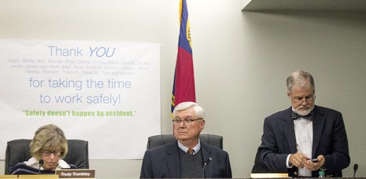 Brunswick Regional Water and Sewer H2GO anti-RO plant Commissioners Trudy Trombley, Bill Beer and Jeff Gerken at a meeting last year. (Port City Daily/File photo)