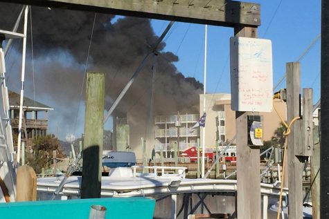 Several area fire departments are responding to a fire at Inland Harbor Condominiums in Carolina Beach. (Port City Daily / CONTRIBUTED PHOTO)
