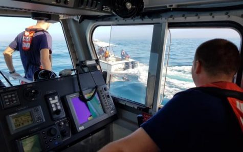 Coast Guard crew members were able to keep the floundering boat afloat and escorted it to Wrightsville Beach. (Port City Daily photo | COURTESY US COAST GUARD)