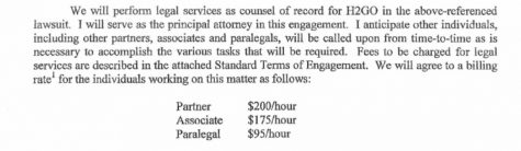 The rates agreed to by H2GO in its contract with Crossley McIntosh & Collier attorney Brian Edes. (Port City Daily photo | COURTESY H2GO)
