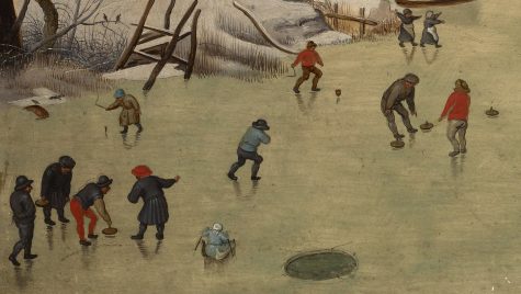 Curling dates back nearly 500 years. Seen here: detail from a reproduction of 'Winter Landscape with a Bird Trap,' originally painted by Pieter Bruegel the Younger in 1565. (Port City Daily image | PUBLIC DOMAIN)