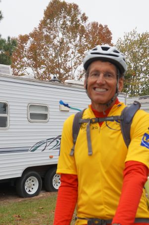 Chris Brown about to depart on the last day of his bike ride across the country. (Port City Daily photo / COURTESY CHRIS BROWN)