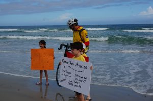 Chris Brown arrives in Wrightsville Beach after two months biking across the country. (Port City Daily photo / COURTESY CHRIS BROWN)