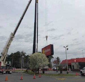 The Hardee's sign in Leland was removed last week due to its height, but now the town is considering amending its sign code to allow for taller signs once - only if certain criteria are met (Port City Daily photo/COURTESY TOWN OF LELAND)