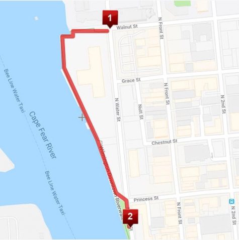 The route map for the March for Our Lives event on Saturday, March 24. (Port City Daily photo | COURTESY IMAGE)