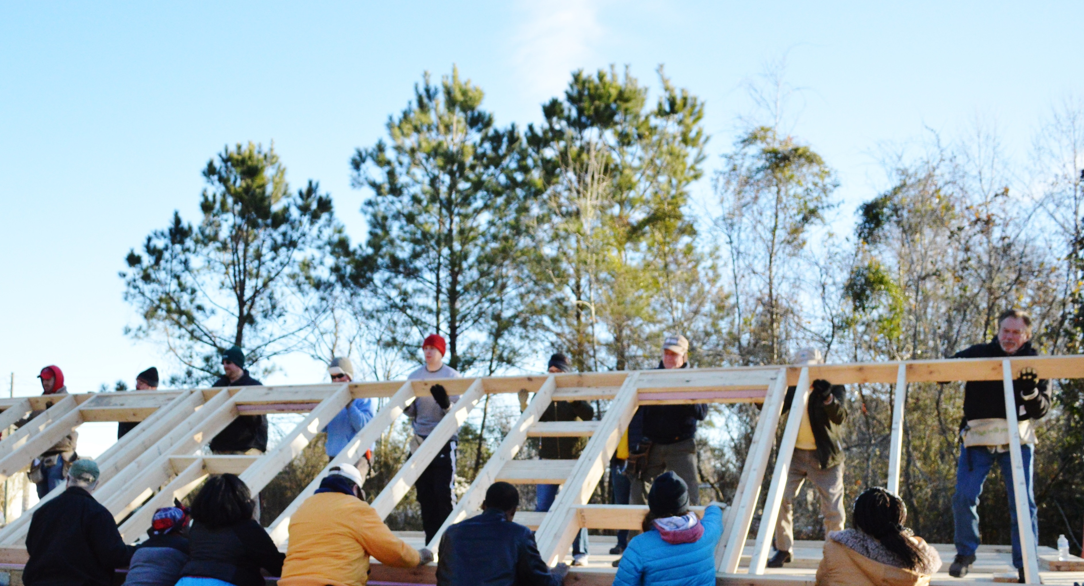 Wall Raising on Feb. 3 for Cape Fear Habitat for Humanity’s first Burgaw homeowner. (Port City Daily photo/Courtesy of Cape Fear Habitat for Humanity)