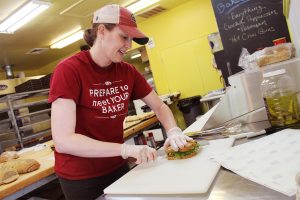 Jodie Hawthorne, owner of Great Harvest Bread Company, has announced her store's introduction of sandwiches. (Port City Daily photo /JOHANNA FEREBEE)