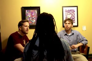 Taking part in a Q&A for Dub City Heartbeat's first piece are (from left) Zach Beauchemin, New Hanover Board of Education candidate Kevin Spears and Peter Castagno (Port City Daily photo / COURTESY DUB CITY HEARTBEAT)