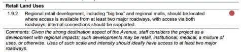 Wilmington Planning Department staff recommend that any large retail development have access to 'at least two major roadways,' which The Avenue does not. (Port City Daily photo | Courtesy Wilmington Planning Department)