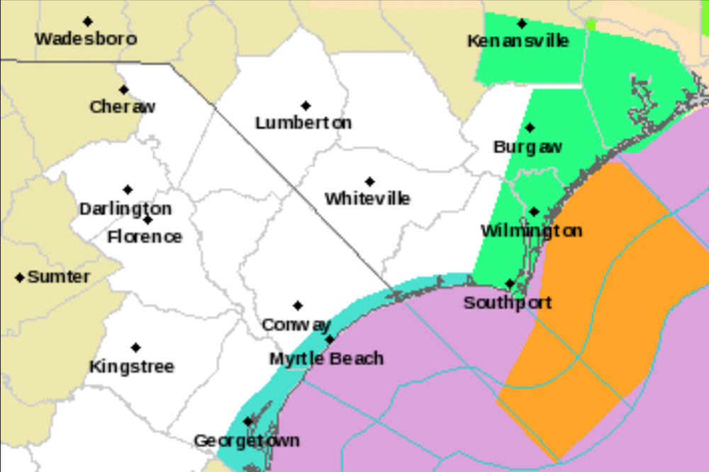 The National Weather Service Wilmington has issued a flood advisory in New Hanover, Brunswick and Pender County until 10:15 a.m. on April 24. (Port City Daily graphic /COURTESY NWSW)