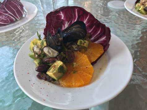 Smoked mussels, avocado, orange, and 'magic chili dust.' (Port City Daily photo | Benjamin Schachtman)