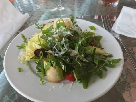 Local greens, shaved North Carolina Gouda. (Port City Daily photo | Benjamin Schachtman)