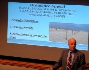 Attorney Clifton Hester argued on behalf of Freeman Beach LLC during a Board of Adjustment hearing Tuesday (Port City Daily/Courtesy Carolina Beach)