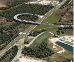 A trumpet interchange (Port City Daily photo/Courtesy NCDOT)