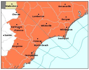Much of the Carolina coast is under a heat advisory, with heat indexes going as high as 110'F this week. (Port City Daily National Weather Service)