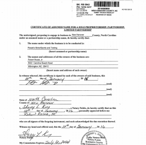 Rosak's company was not registered with the county until 2016, (Port City Daily/Courtesy New Hanover County)