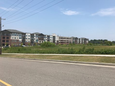 The 7-acre site is mostly open grass, allowing rainfall to be absorbed. Development plans would cover 86 percent of the area with impervious surfaces that would contribute to runoff and possible flooding. (Port City Daily photo | Benjamin Schachtman)