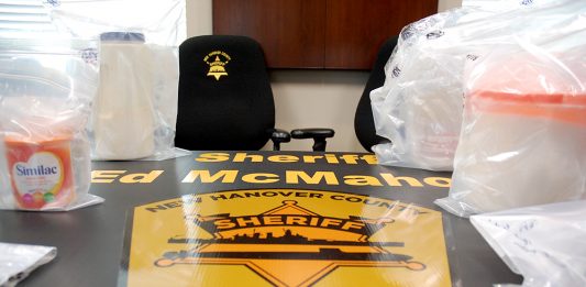 12.7 pounds of fentanyl was seized during a search warrant conducted at a Creekwood North residence Wednesday. (Port City Daily photo/Johanna Ferebee)