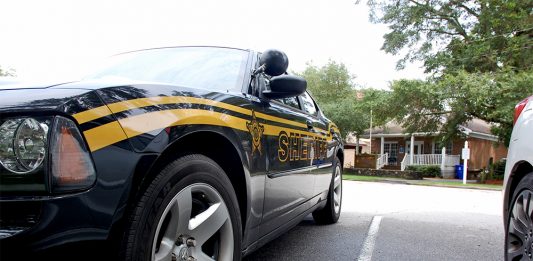 A Brunswick County Sheriff's Office vehicle parked outside the Southport Police Department, where deputies are filling in for the closed department. (Port City Daily photo/Johanna Ferebee)