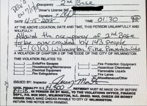 2nd Base owner Atiba Johnson was initially fined almost $24,000 -- but the Wilmington Fire Department later lowered that to $14,300. (Port City Daily photo | Benjamin Schachtman)