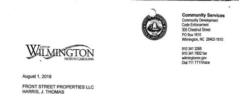 The citation notice is dated August 1. (Port City Daily photo | City of Wilmington)