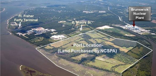 The 600-acre location purchased by the North Carolina State Port Authority in 2006. (Port City Daily photo | Courtesy Save the Cape)
