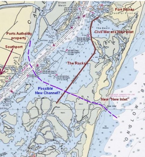 The timing, location, and author - former NCSPA Board Chairman and current State Senator Michael Lee - forced questions about whether or not the plan was related to the dormant, but not extinct, megaport project. This speculative map demonstrates why those questions were asked. (Port City Daily photo | Courtesy Save the Cape)