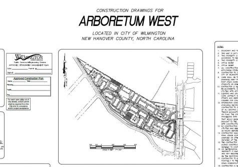 Construction plans for Arboretum West include 15 three-story buildings, housing 360 apartment units. (Port City Daily photo | Courtesy City of Wilmington)