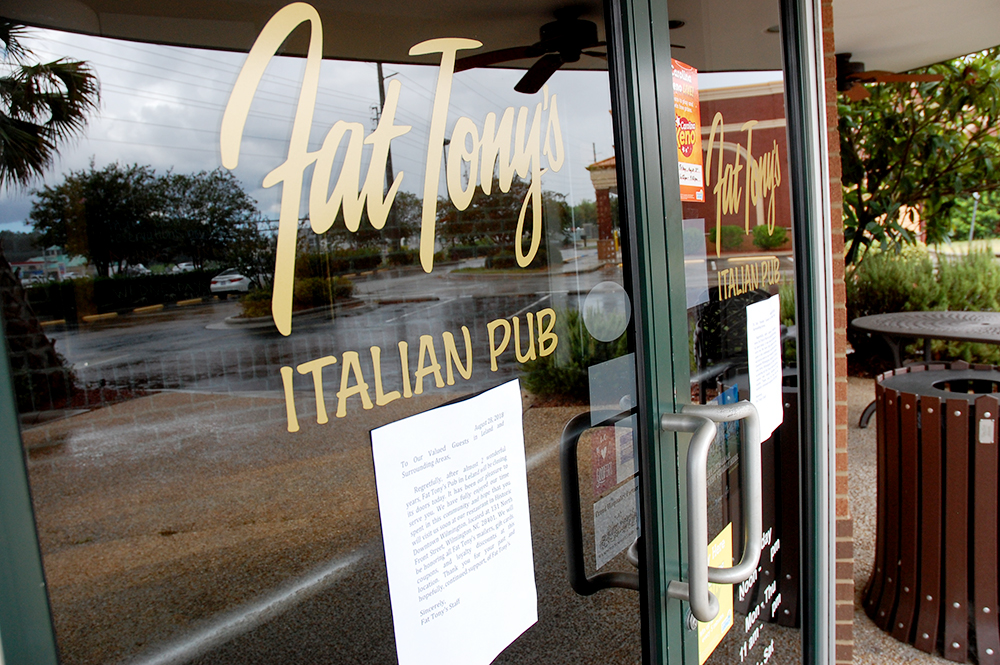 Fat Tony's Pub in the Waterford Commercial Center in Leland has announced it will permanently close. (Port City Daily photo/Johanna Ferebee)