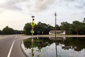 Flooding is a big concern at the intersection of Harper Avenue and Dow Road (Port City Daily/Johanna Ferebee)