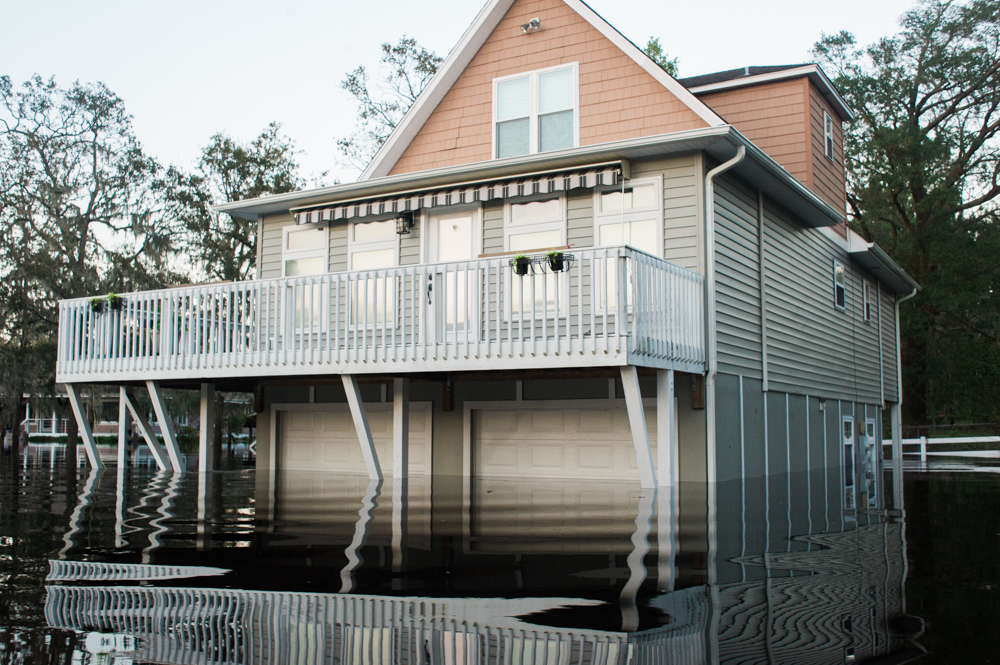 A flooded house on Moores Creek, which flows into the Black River, in Currie, North Carolina on Wednesday, evening, September 19, 2018. (Port City Daily photo | Mark Darrough)