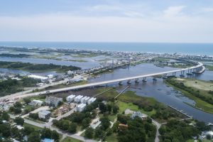 The new Topsail Island Bridge will link Surf City's mainland to the island, including the Surf City Welcome Center. (Photo courtesy of Balfour Beatty Infrastructure, Inc.)