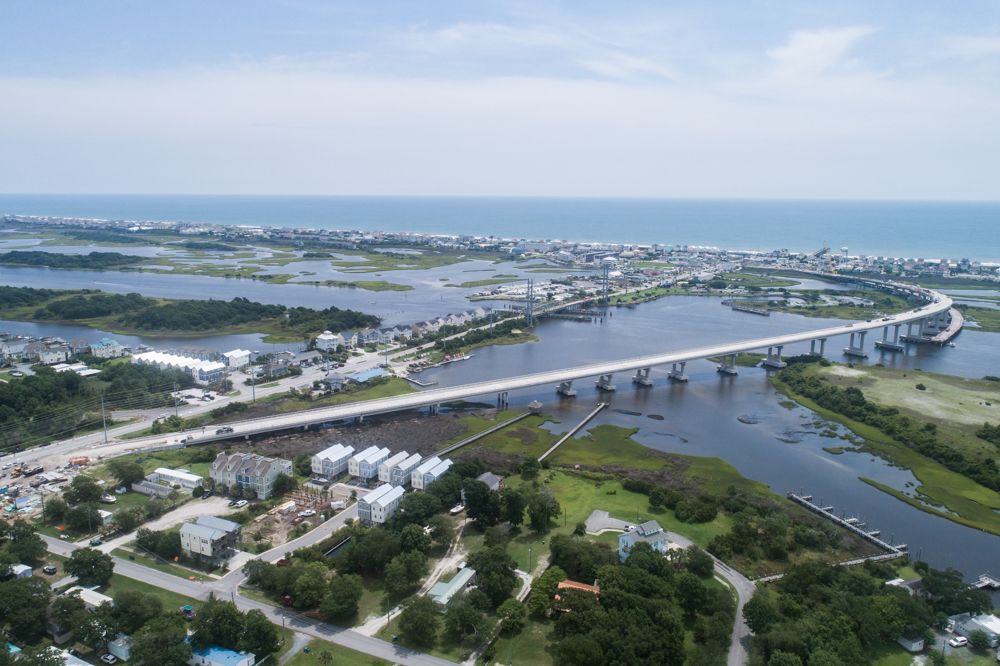 The new Topsail Island Bridge will link Surf City's mainland to the island, including the Surf City Welcome Center. (Photo courtesy of Balfour Beatty Infrastructure, Inc.)