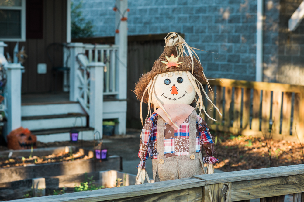 The fall colors of Halloween gave way to spooky, narrow streets as a near-full moon rose above Carolina Place Tuesday night. (Port City Daily photo / Mark Darrough)