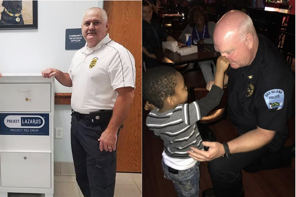 Former Oak Island assistant police chief Tony Burke (left) and former chief of police Greg Jordan have resigned from the department with no explanation following the recent arrest of the mayor's son. (Port City Daily photo/Courtesy Oak Island Police Department)